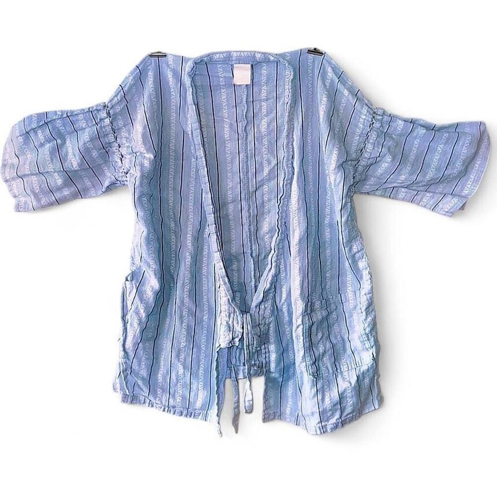 Baby blue and white striped